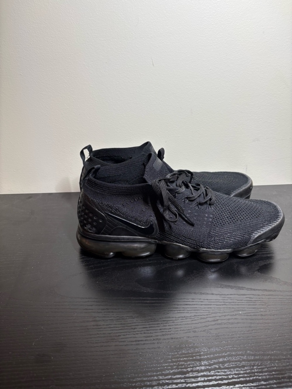 Nike Black Flyknit VaporMax Athletic Shoes